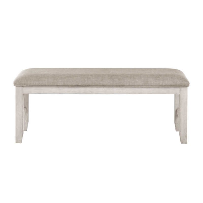 Modern Farmhouse Dining Bench With Textured Upholstered Seat And Sturdy 300 Lbs Support.