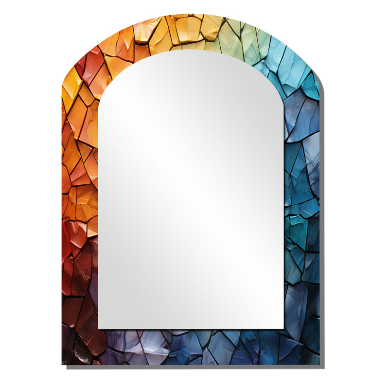 Colourful Mosaic II - Abstract Collages Arch, Miroir décoratif, 34 po x 25 po