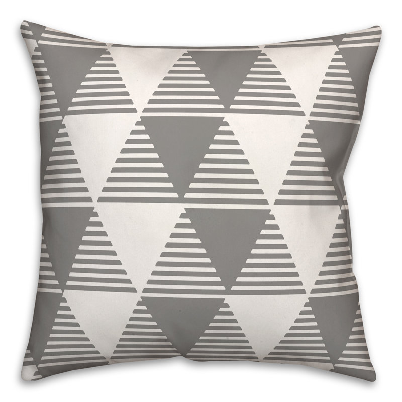  Coussin décoratif géométrique intérieur / extérieur en polyester, H 18 po x l 18 po, Gris
