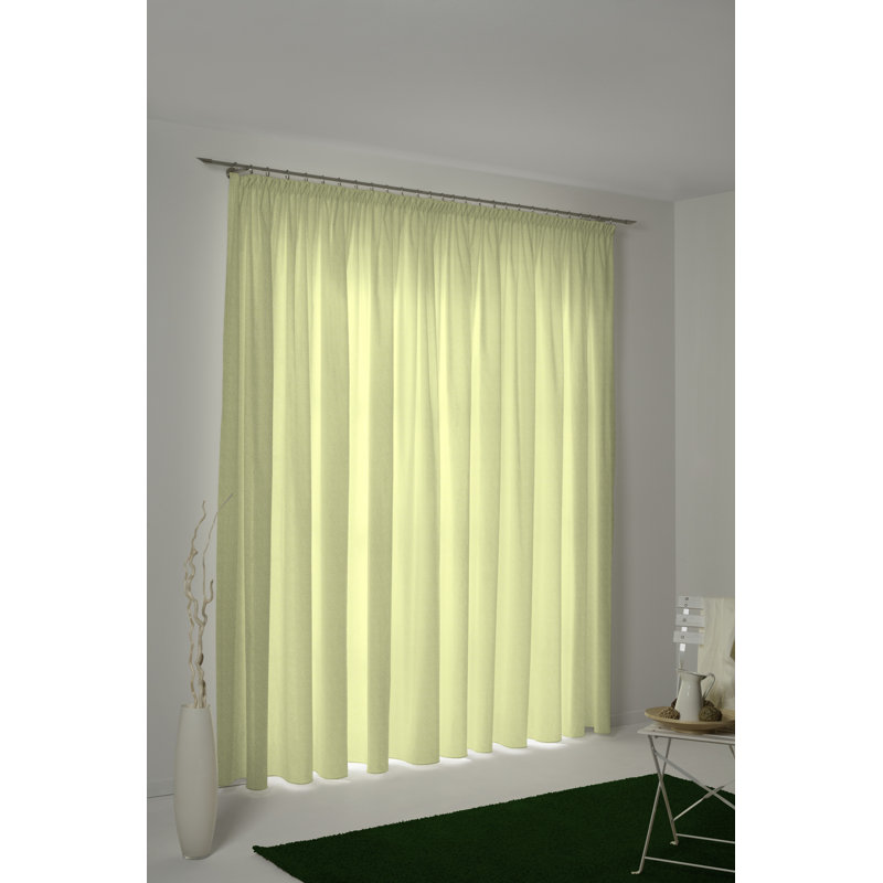 Salguero Pencil Pleat Opaque Curtain, 145cm Width x 245cm Drop, Green