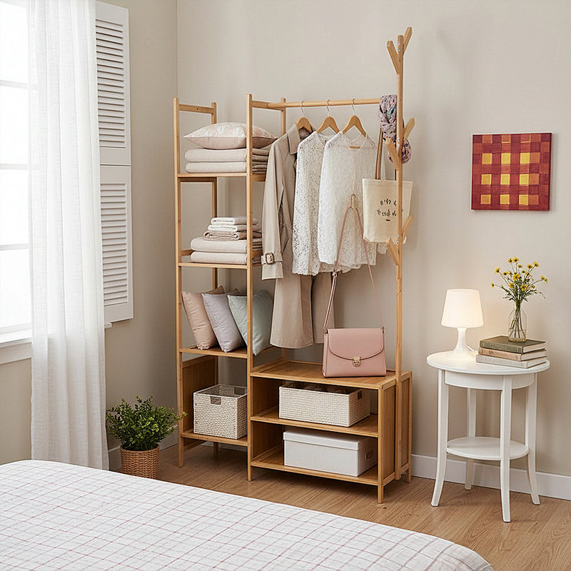 Solid Wood Freestanding 1 - Hook, Natural Wood