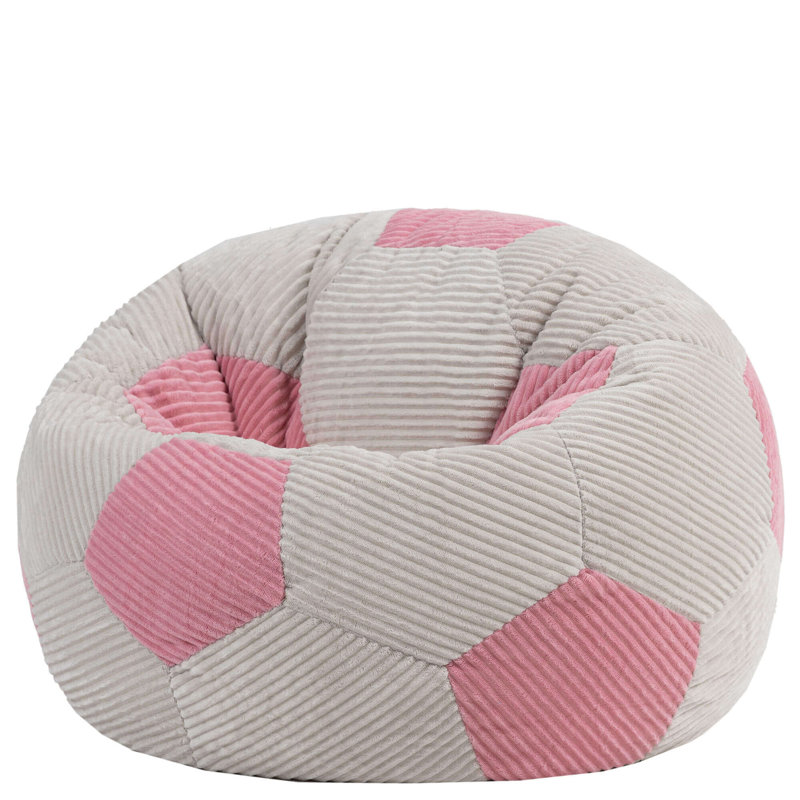 Kids Football Print Corduroy Classic Bean Bag, Pink