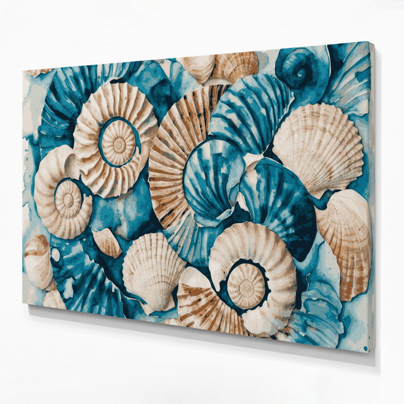 Coastal Shell Surface Study Beige Canvas Wall Art, 12" H x 18" W