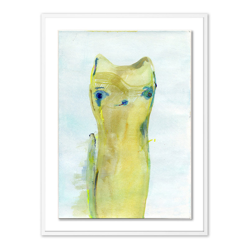 Kitty Cat Print by Kentaro Minauro, White, 48" H x 36" W x 2.5" D