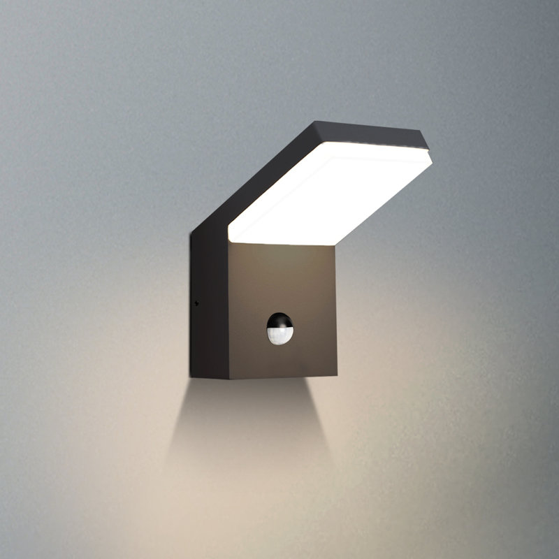 Wall Light Outdoor LED Wall Mount Lamp Wall Sconce Lighting with Motion Sensor Lantern Fixture, Grey
