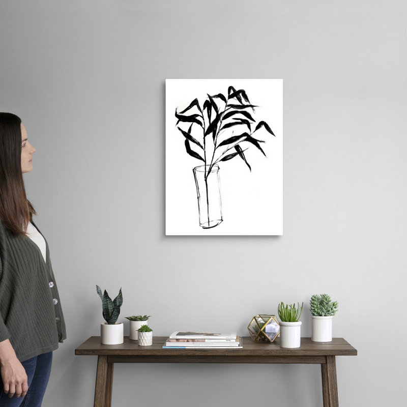 «Sumi-E Bamboo I», art mural sur toile, H 24 po x l 18 po x P 1,25 po, Toile tendue