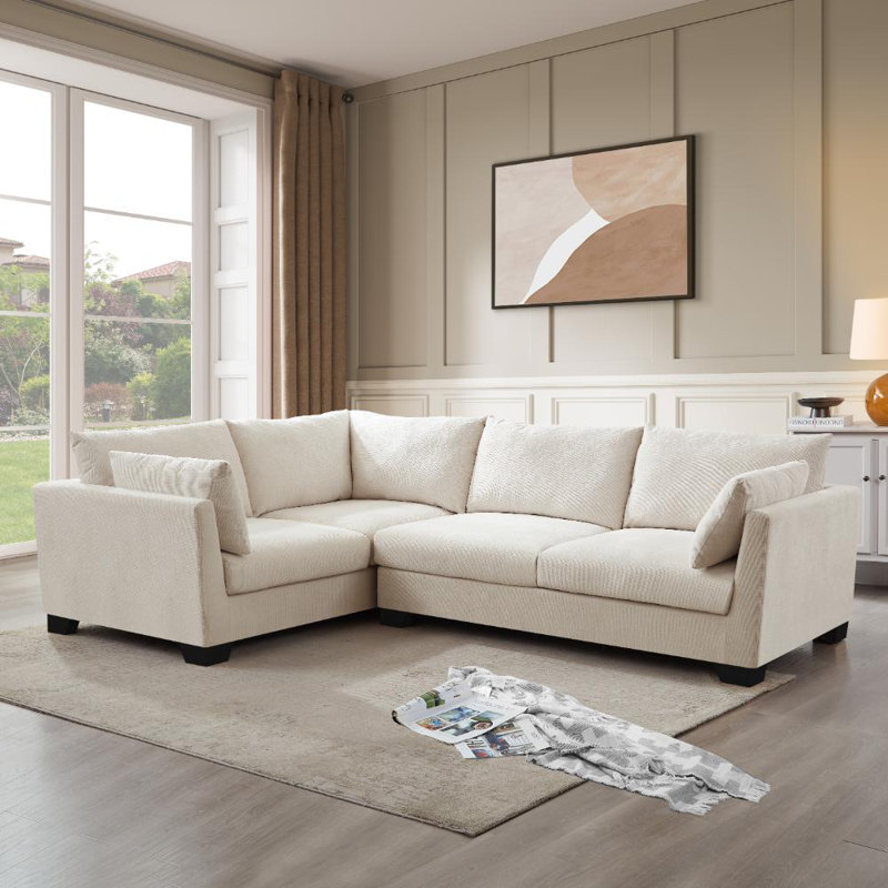 Cenko 5 Seater Sofa, Cream Linen Blend