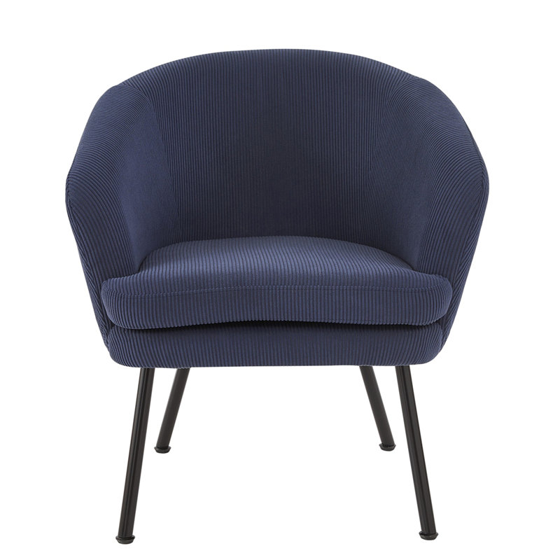 Fauteuil demi-tonneau en velours côtelé Corduroy, Bleu