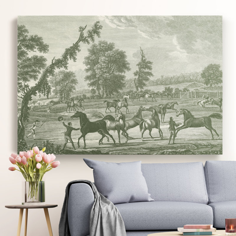 « équestres scenes iii », reproduction sur toile, H 32 po x l 24 po x P 1 po, Toile tendue
