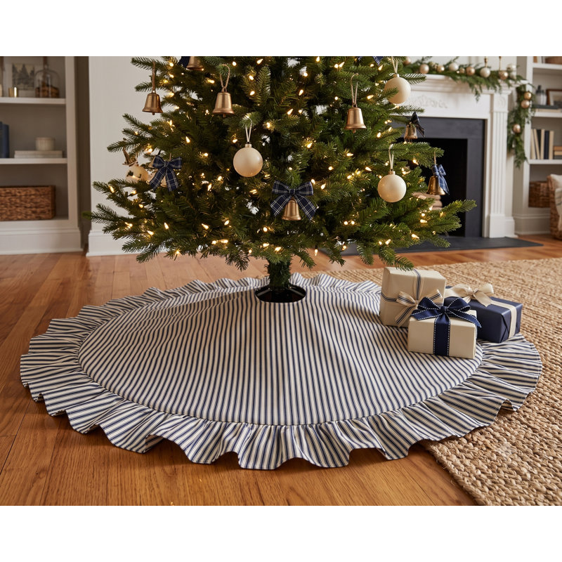 Jupe d'arbre de Noël à rayures Polo, 36", Bleu