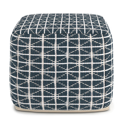 Noreen 18"W Square Hand-Woven Cotton Pouf