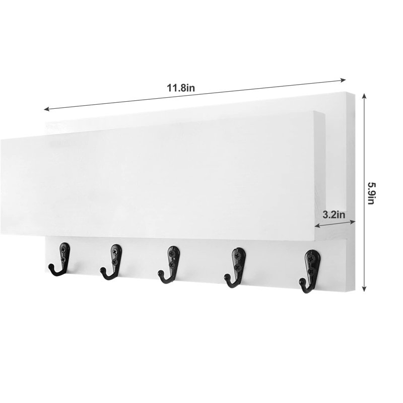 Mail And Key Holder For Wall, Decorative Entryway Organizer Shelf, White