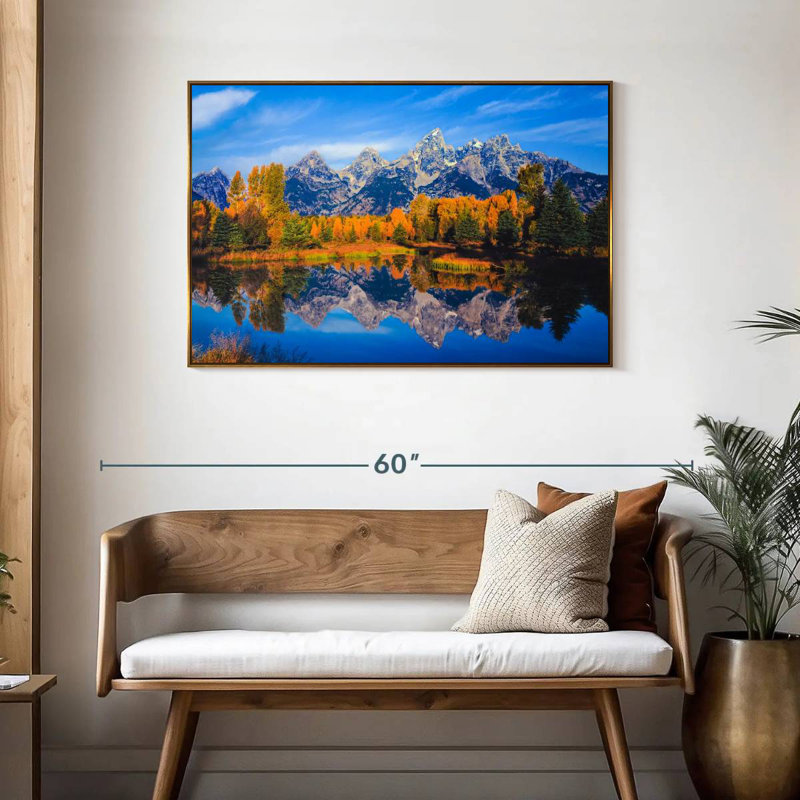 Feuillage doré Grand Teton, Cadre flottant doré, 43 po x 29 po