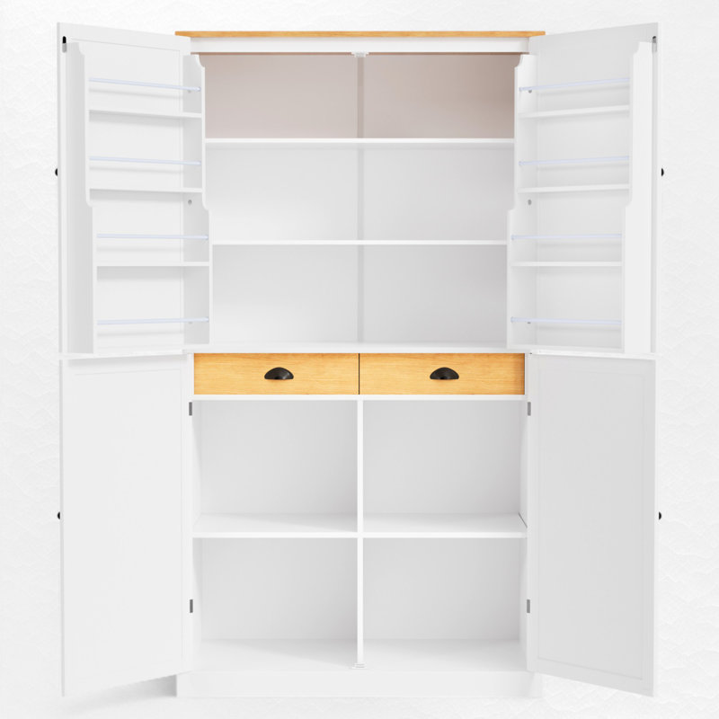 Garde-manger avec tablettes Heins French Doors, Blanc