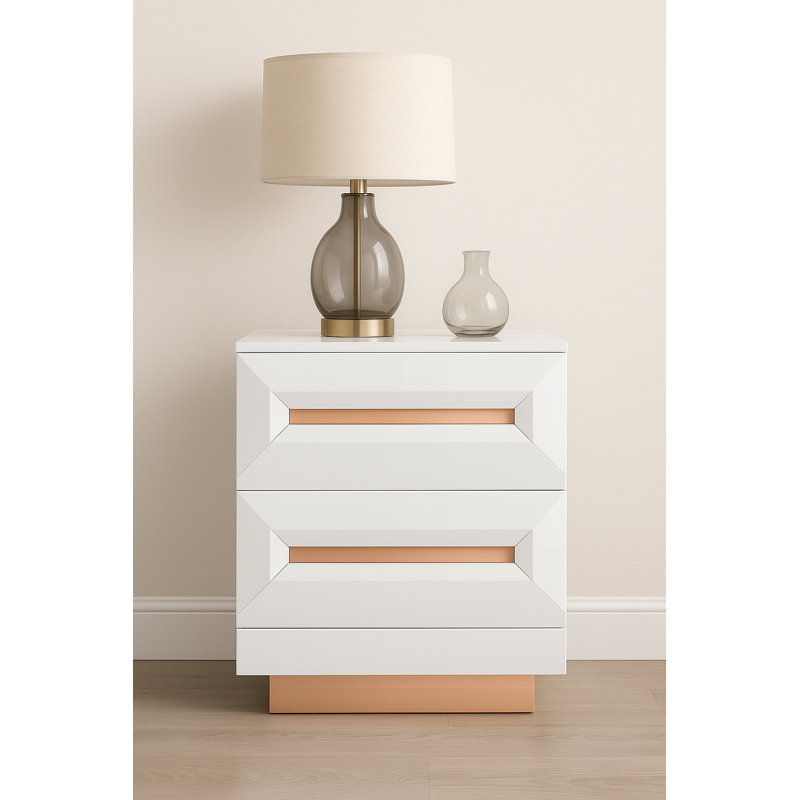 Table de chevet en bois manufacturé Farha, Blanc