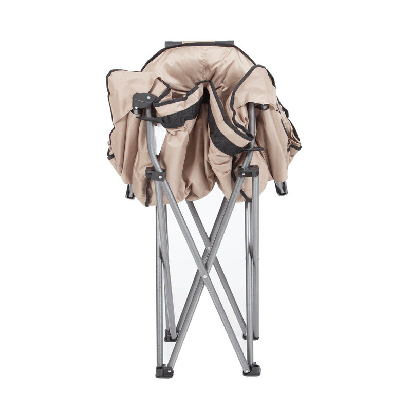 Mac Sports Foldable Padded Outdoor Club Chair with Carry Bag, Beige (4 Pack)