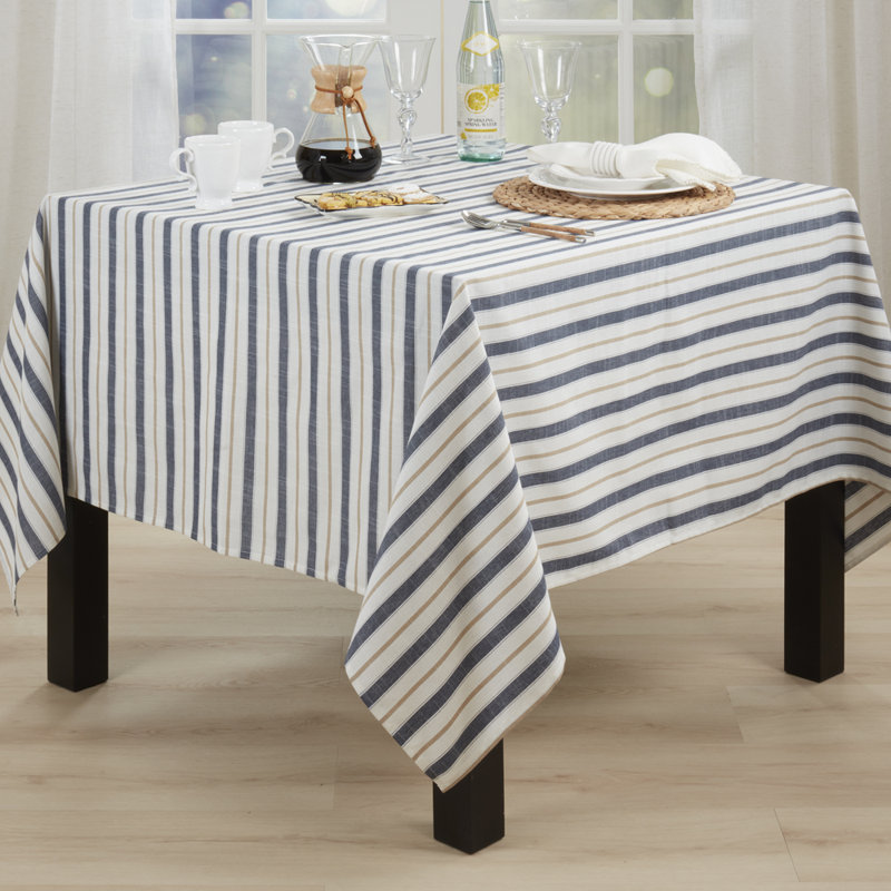 Nappe à rayures bleues, 70 po carré
