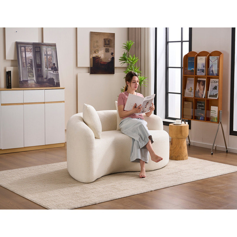 Canapé modulaire courbé en S en chenille: double profondeur (21,3 po et 26,8 po), sans assemblage, compact pour les petits espaces, 400 lb, L 66,9 po