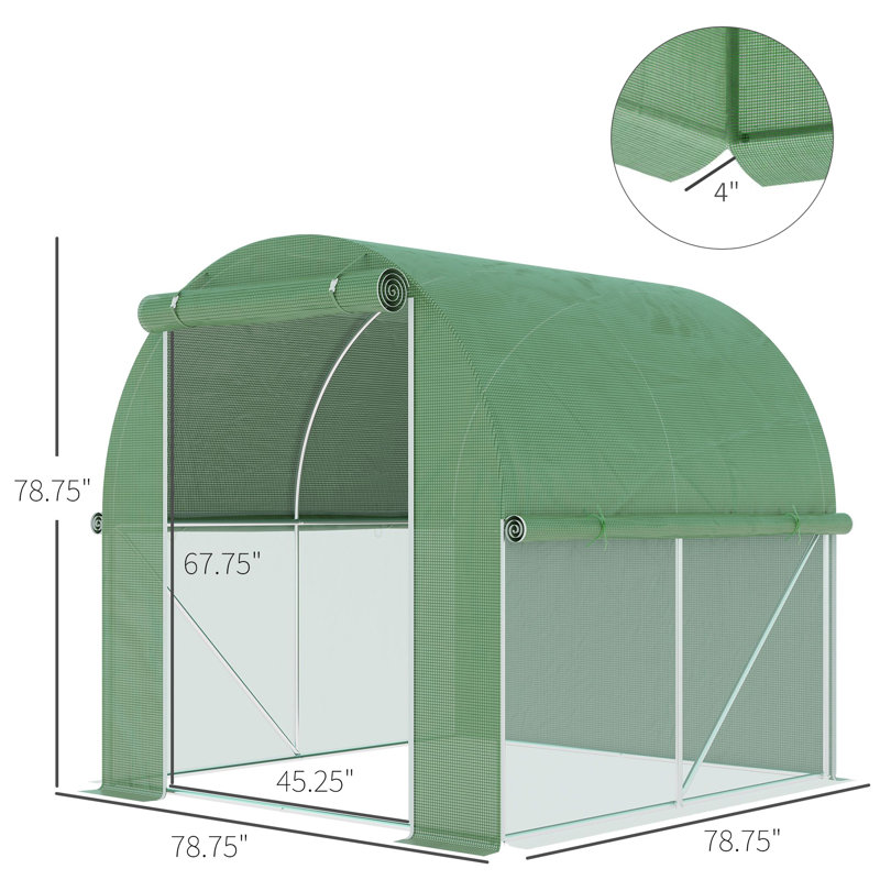 6.6' W x 6.6' D Hobby Greenhouse, Green