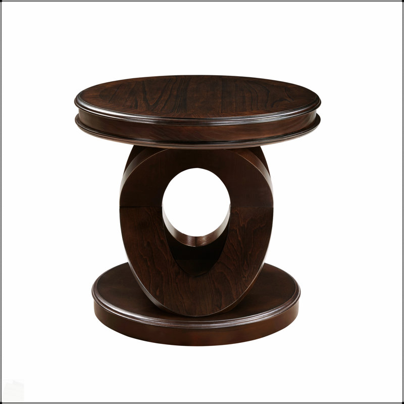 Table de bout ronde en bois rétro avec base en forme de X, pour la salle à manger et le salon, Espresso