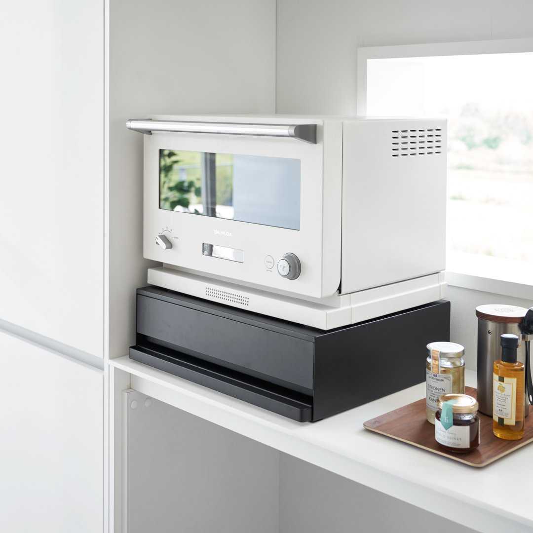 Yamazaki Home Kitchen Countertop Organizer Appliance Stand With Drawer And Pull-Out Shelf - Steel Yamazaki Home 