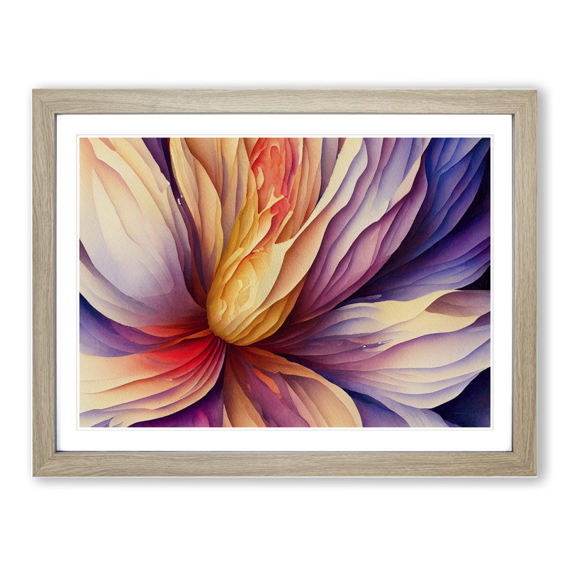 Sensational Flower Abstract - Framed Print, 25cm H x 34cm W x 2cm D, Oak 