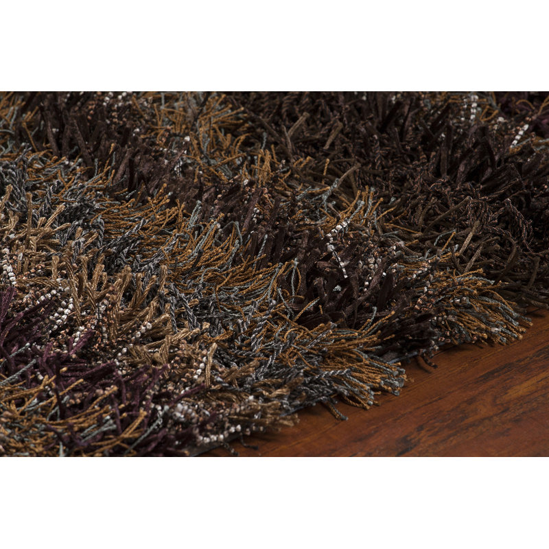 Kubu Hand Loomed Striped Area Rug in Brown/Gray/Tan, Rectangle 7'9" x 10'6"