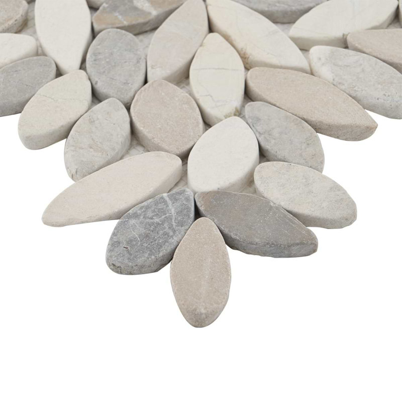 Nature Flower Carrara Marble Mosaic Tile, Lombok  Beige