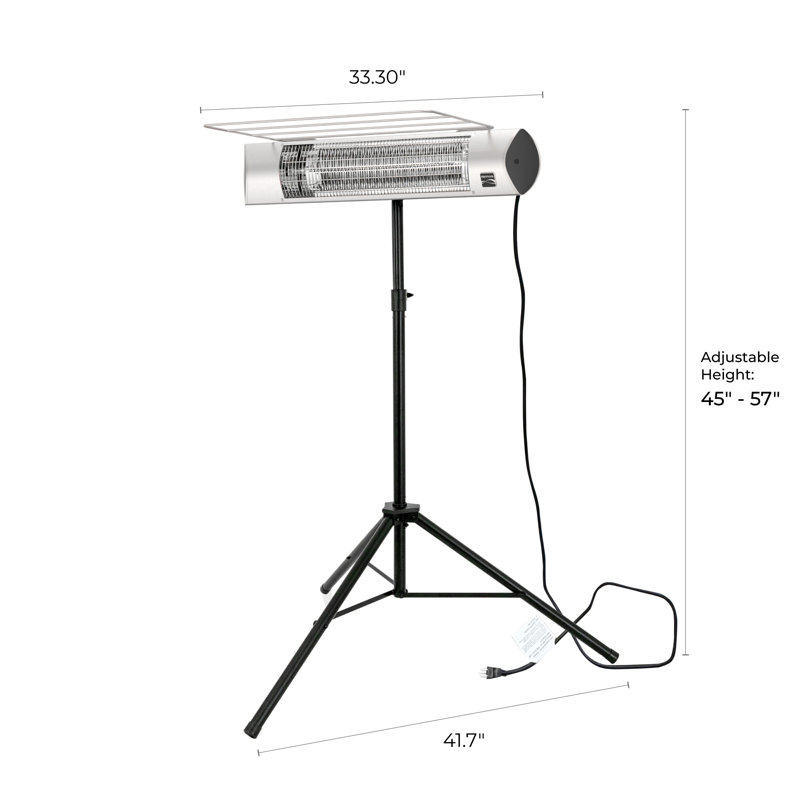 Kenmore Electric Patio Heater with Tripod and Remote, Silver