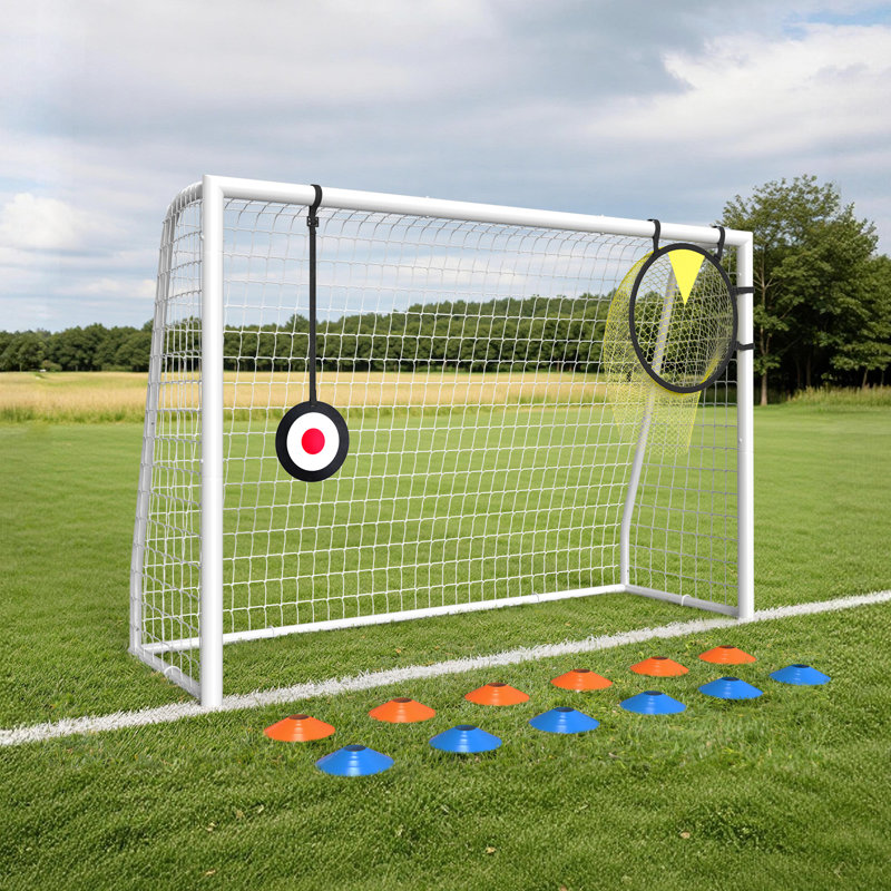 But de soccer 6 pi x 4 pi avec filet cible, filet d'entraînement de soccer portatif avec cadre et cônes en acier, but de pratique de soccer dans la cour pour enfants, jeunes et adultes