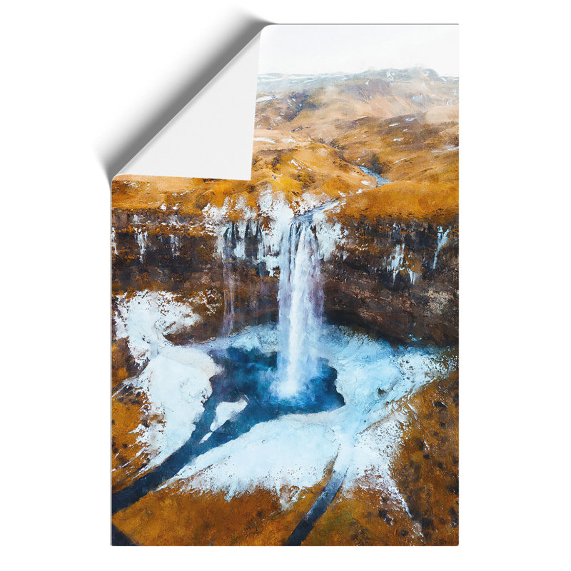 Seljalandsfoss Waterfall in Iceland Painting - Frameless Print, 59cm H x 42cm W x 0.1cm D