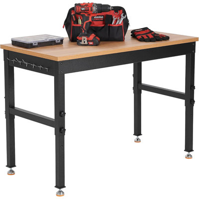 Établi robuste de 122 cm x 61 cm (48 po x 24 po), capacité de 1 134 kg (2 500 lb), table de travail réglable pour garage sans roulettes