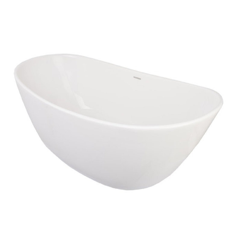 Metro Marquis 65" x 32" Freestanding Soaking Solid Surface Bathtub, Matte White, Satin Chrome