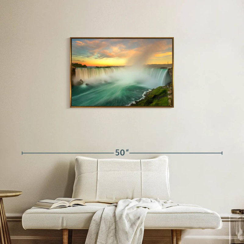 Paysage des chutes du Niagara, Cadre flottant doré, 31 po x 21 po