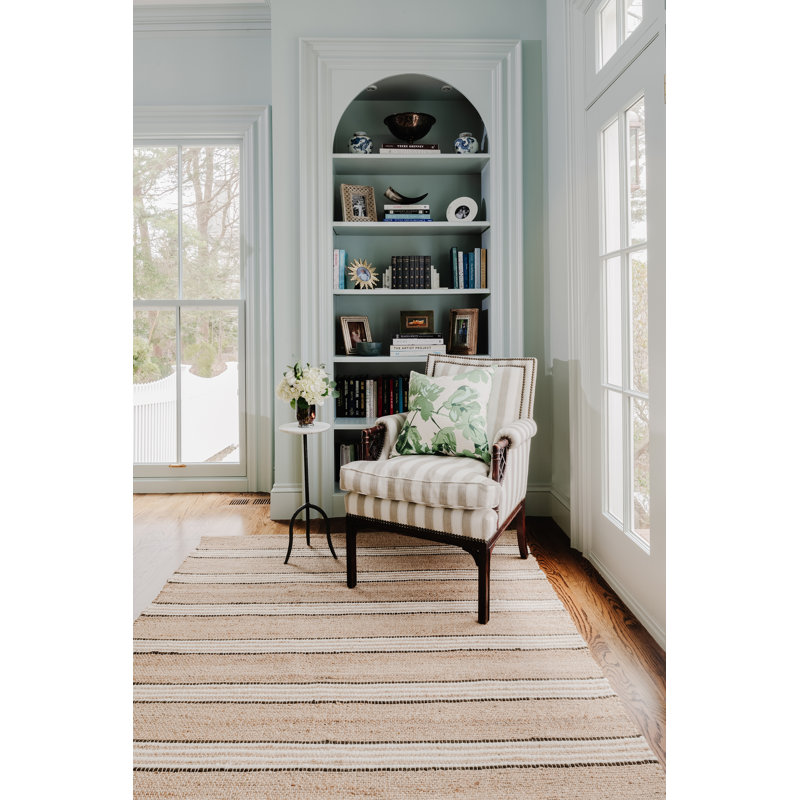 Jute / Sisal Striped Area Rug in Brown, Rectangle 8' x 10'