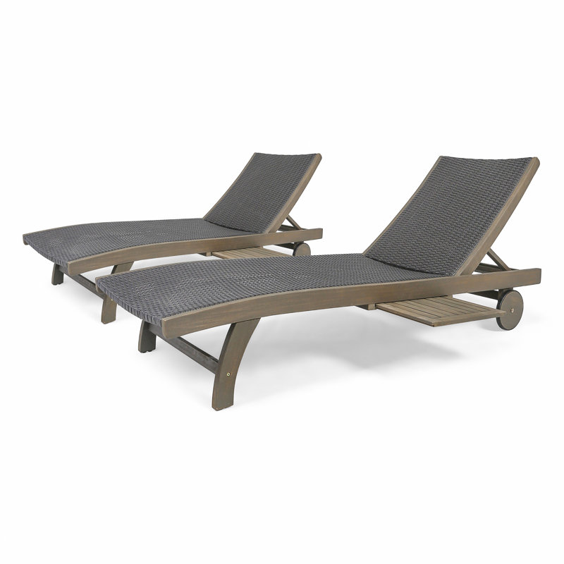 Chaise longue avec plateau coulissant pour patio