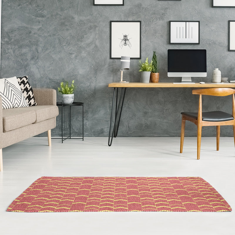 Tapis à chevrons orange/jaune, Rectangle 5 pi x 7 pi