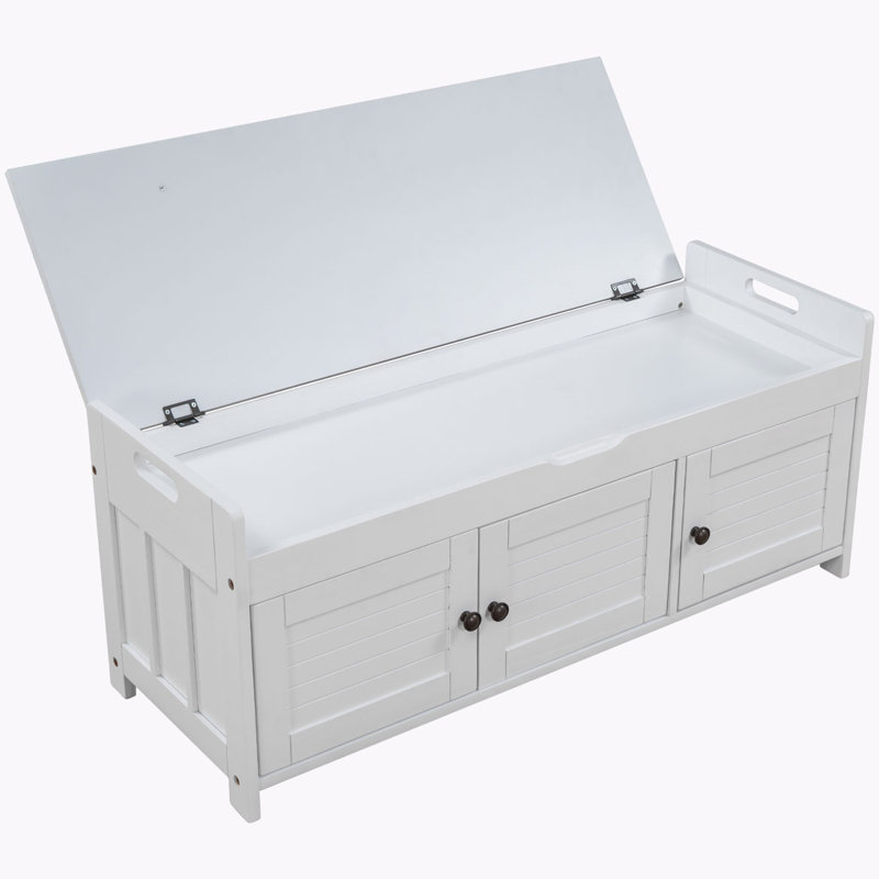 Alexas Fabric Upholstered Storage Bench, White
