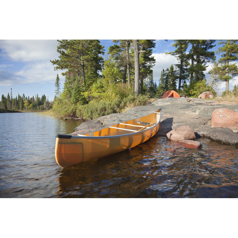 Arlinda Canoe On Lake Shoreline - Wrapped Canvas Print, 61cm H x 91cm W x 3.8cm D