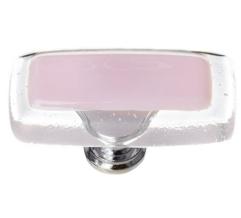 Poignée longue 2 po en verre avec quincaillerie décorative rose, Bronze huilé, Rose
