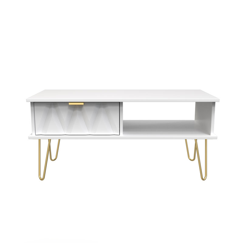 Diamond 1 Drawer Coffee Table, White