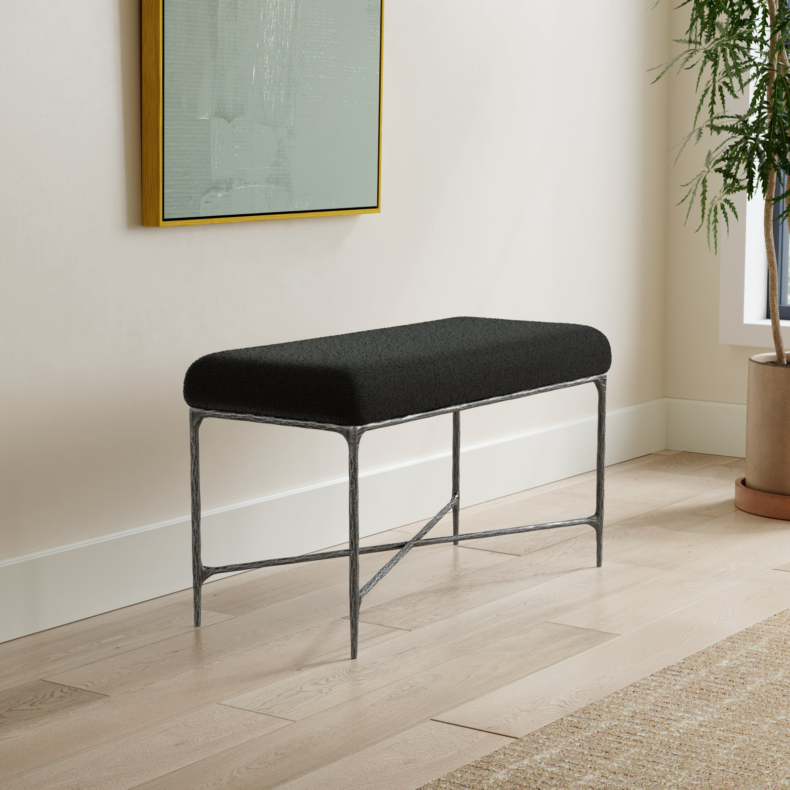 Evelynn 36" Entryway Bench, Black