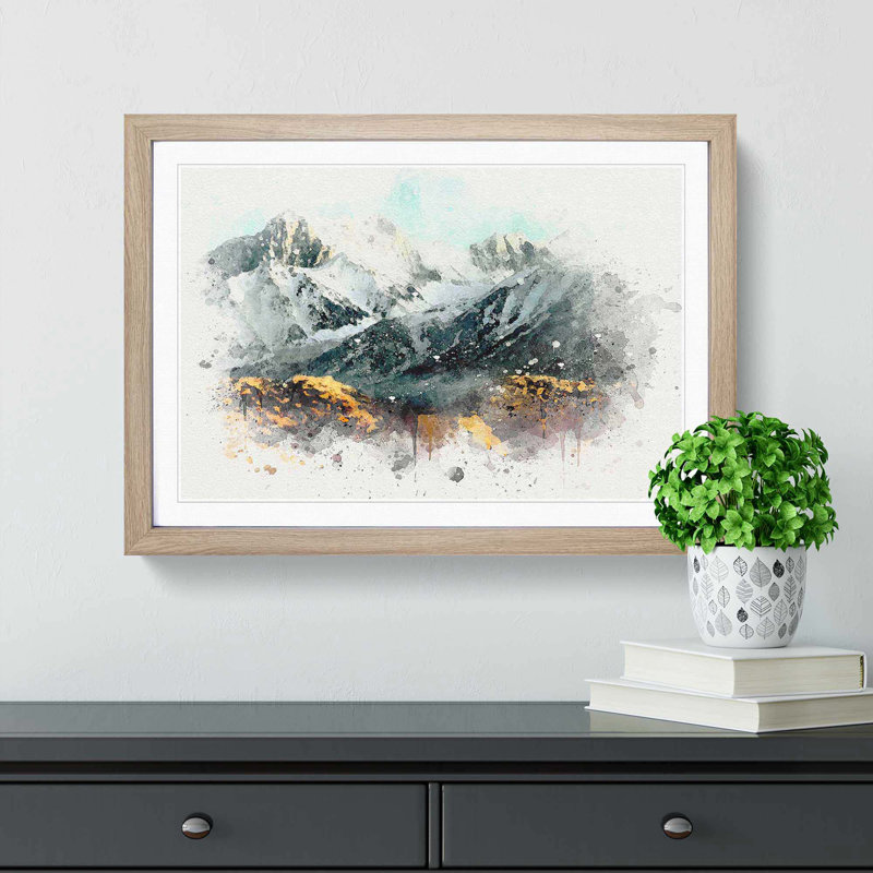 Road to the Mountains in California in Abstract - Framed Print, 40cm H x 60cm W x 2cm D, Oak