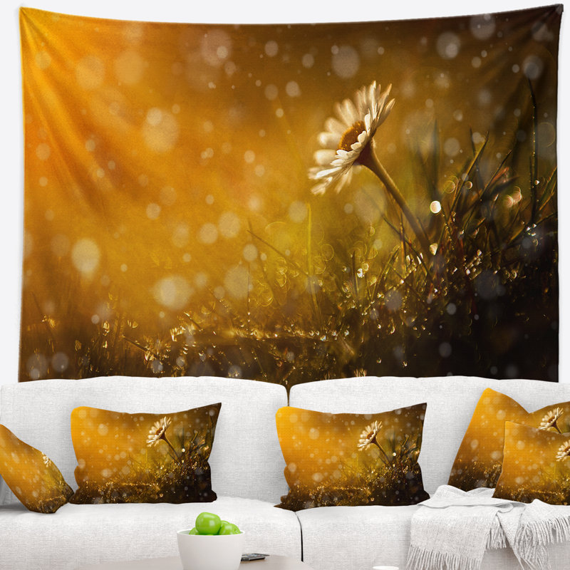 Forêt florale en polyester après pluie au tapisserie coucher de soleil avec accessoires suspendus inclus, H 50 po x l 60 po