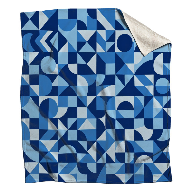 Blue Geometric Shapes Blankets, 50in W x 60in H