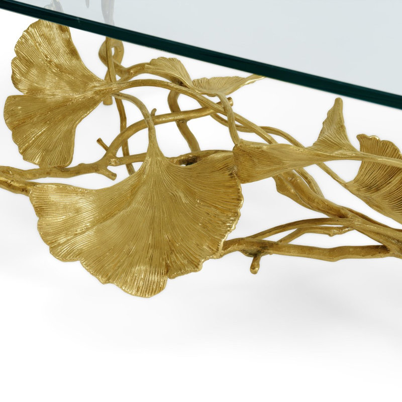 Golden Ginkgo Glass Coffee Table