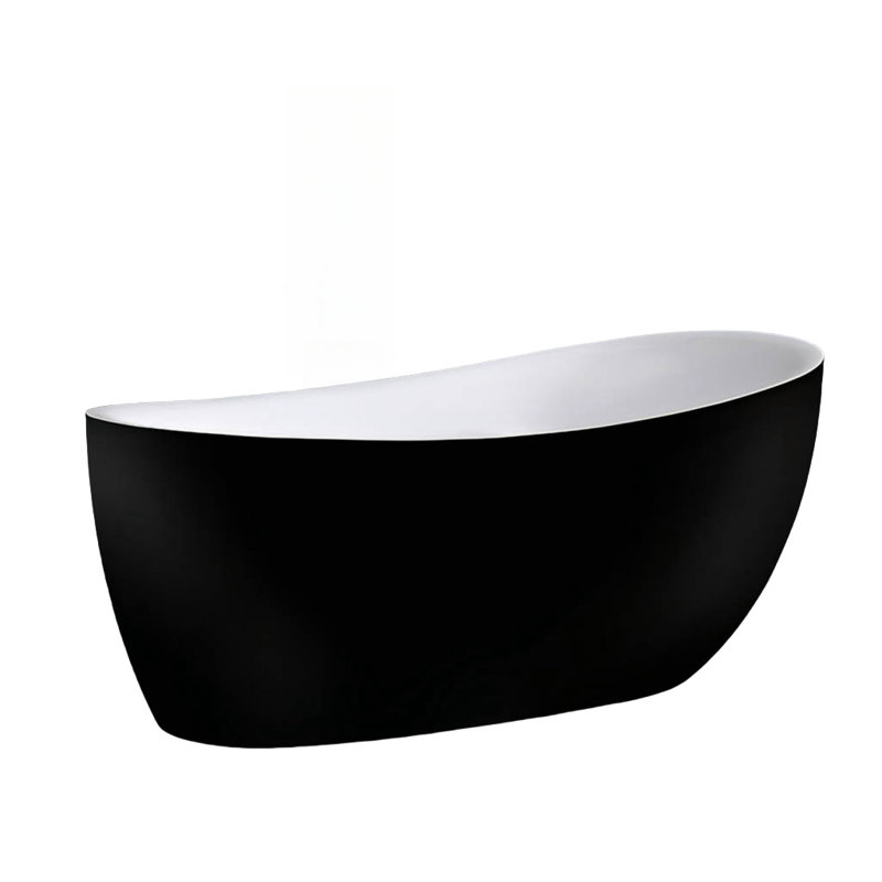 62.99'' W 28.35'' H Tub & Shower Kit, Black/White
