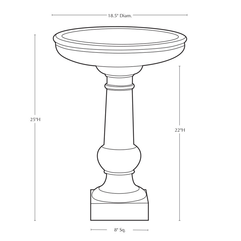 Williamsburg Tea Table Birdbath, Travertine