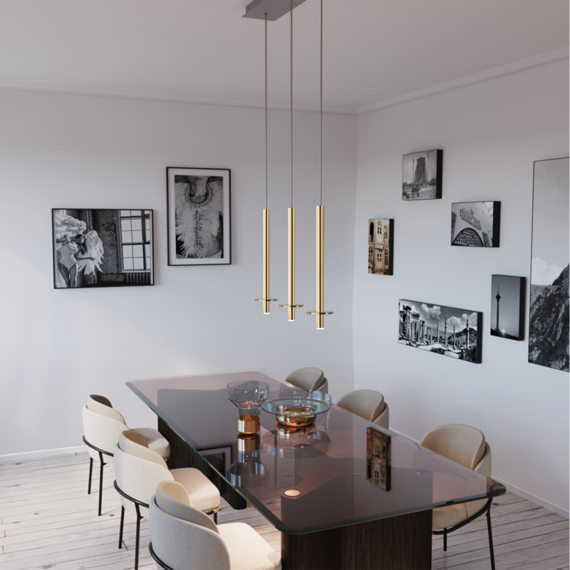 Zakaryan 3 - Light Kitchen Island Pendant, Brass