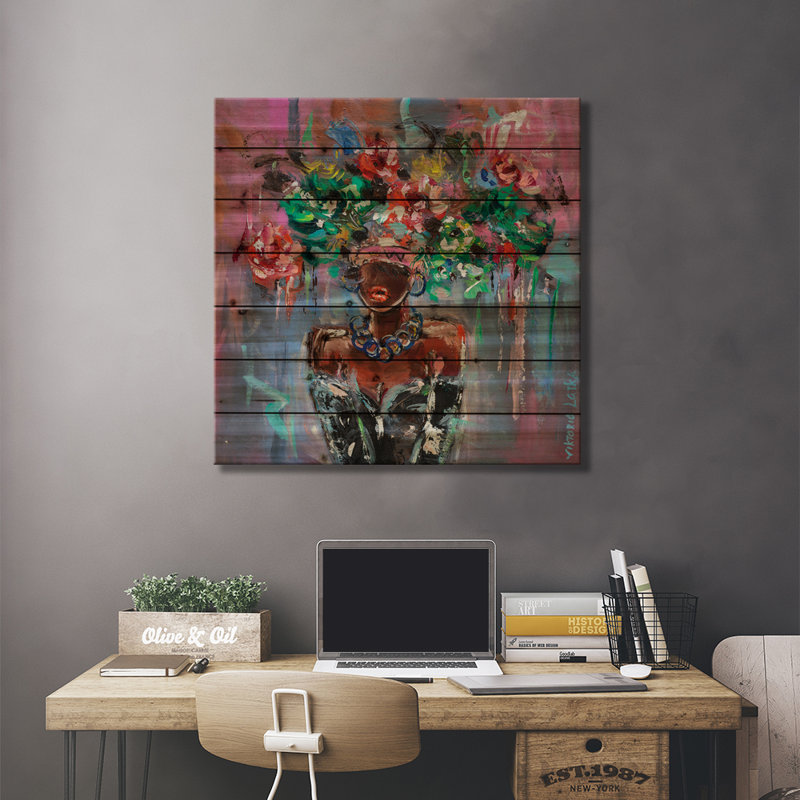 «Blooming Paradise Of Her Soul On Wood» par Viktoria Latka